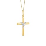 Pingente Medalha Cruz em Ouro Amarelo e Ouro Branco 18k, 26mm